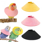 Magnoloran anti bite bird collar three pack front view showing yellow pink and black recovery cones