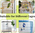Bird cage seed catcher installed on round enclosure