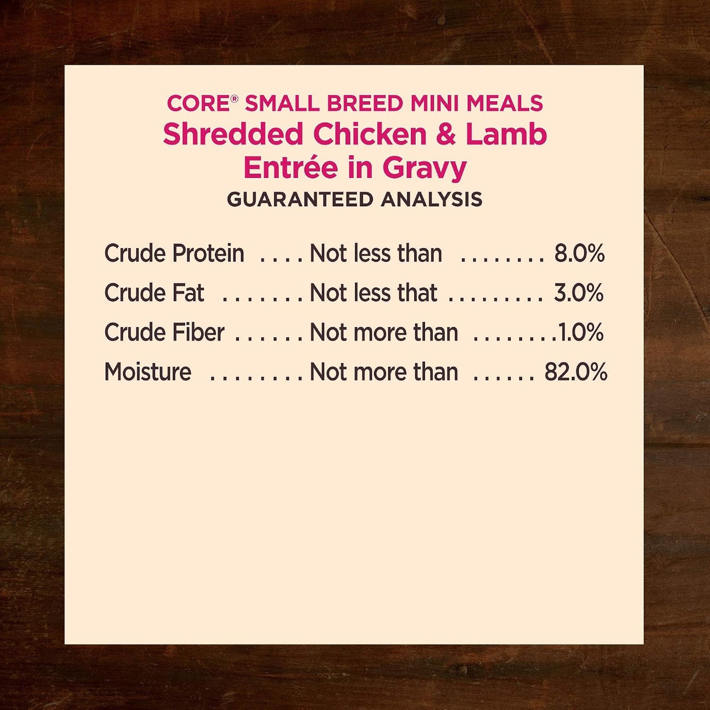Individual 3 ounce Wellness CORE mini meal pouch for small dogs