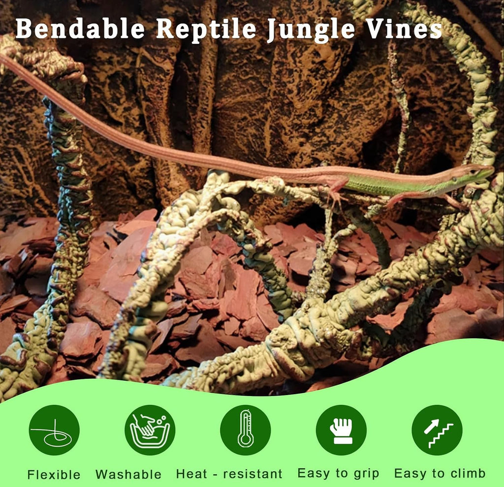 Close-up view of artificial moss texture on the bendable climbing vine.