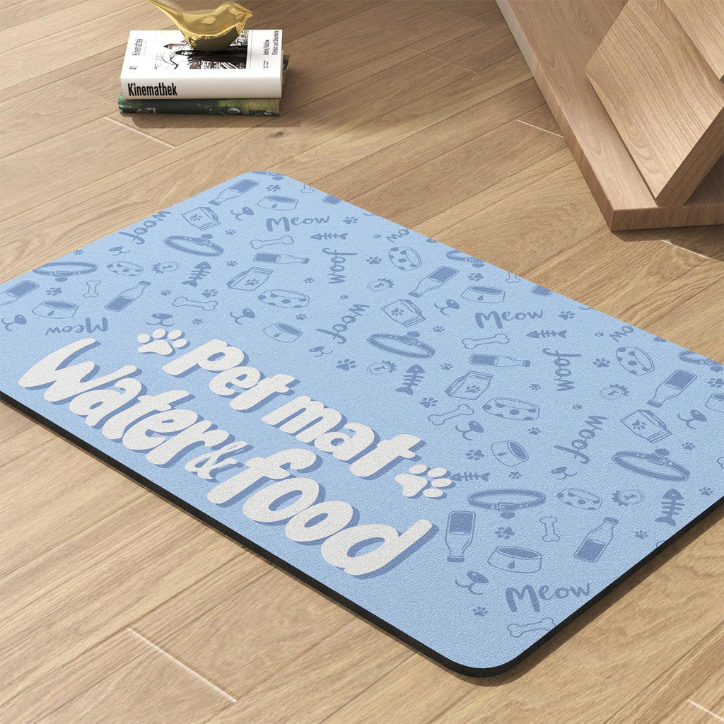 Waterproof dog accessories mat protecting wooden floor from spillages