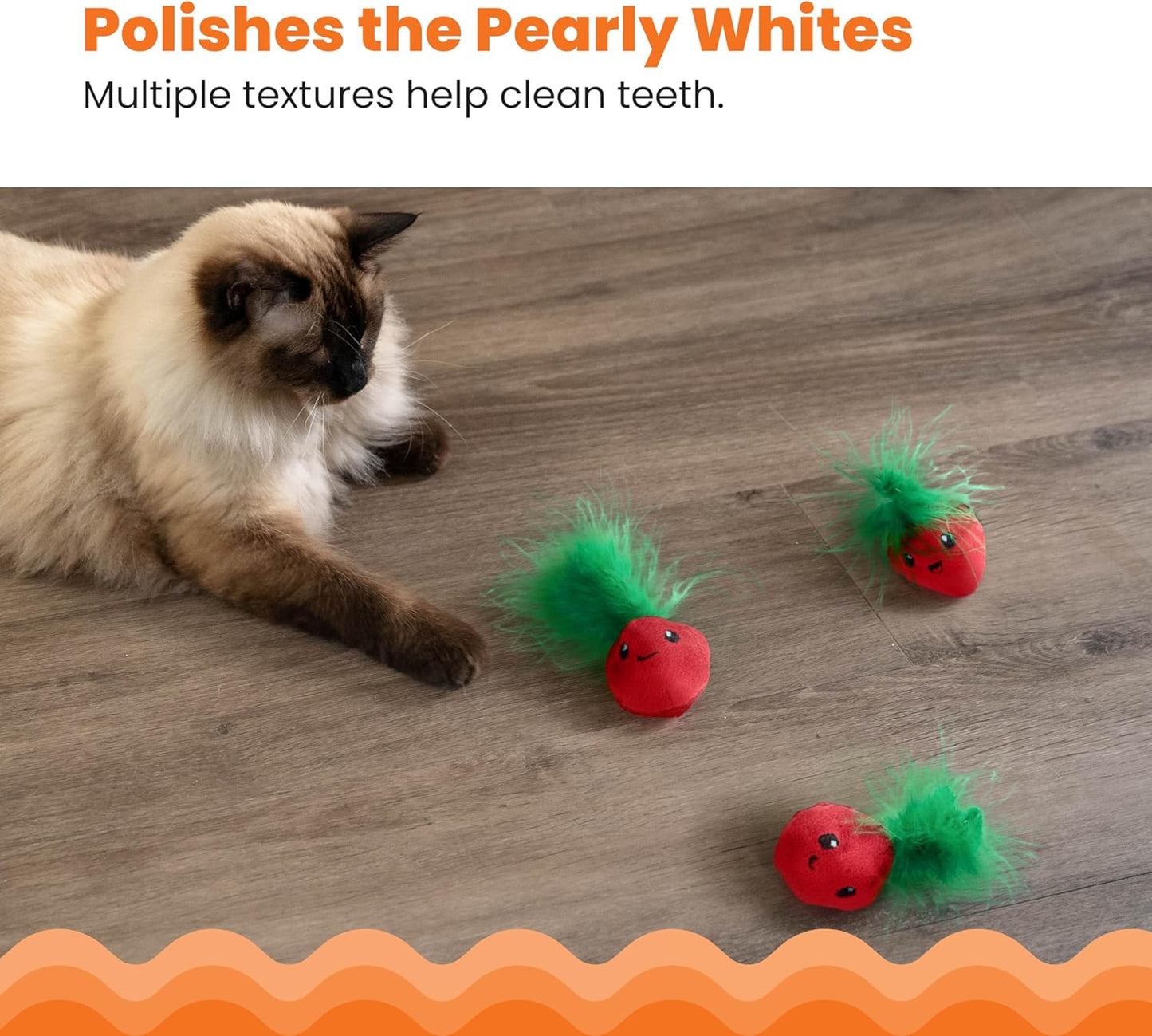 Catstages interactive plush toys displaying the lightweight shape designed for indoor cats.