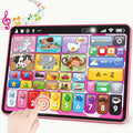 Peacurh trilingual learning toy tablet pink front view showing alphabet and animal buttons.