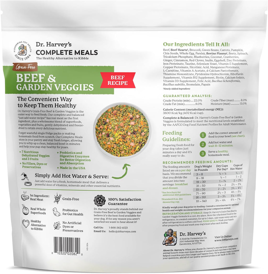 Side view of Dr. Harvey's 5 pound dog food bag