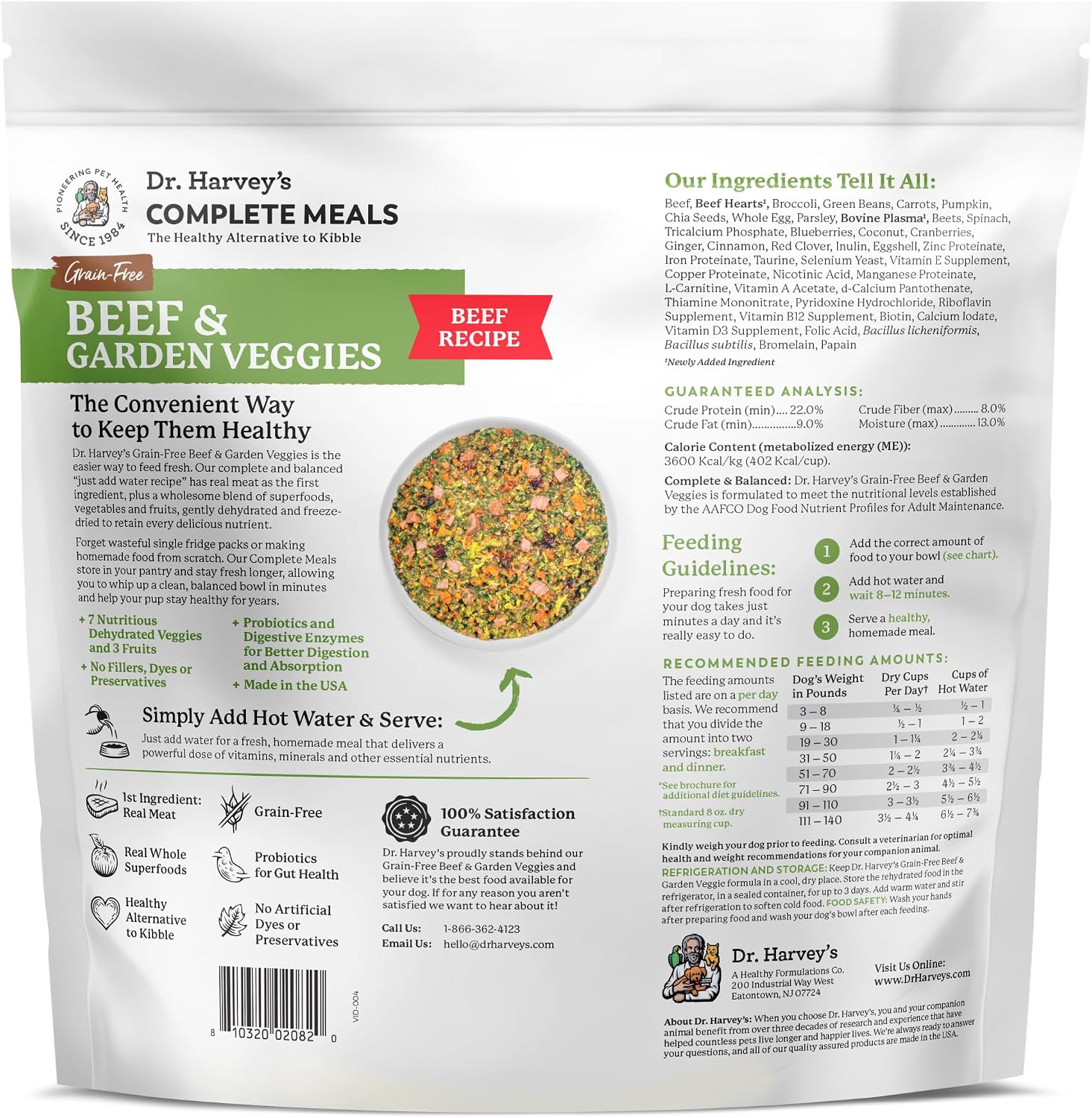 Side view of Dr. Harvey's 5 pound dog food bag