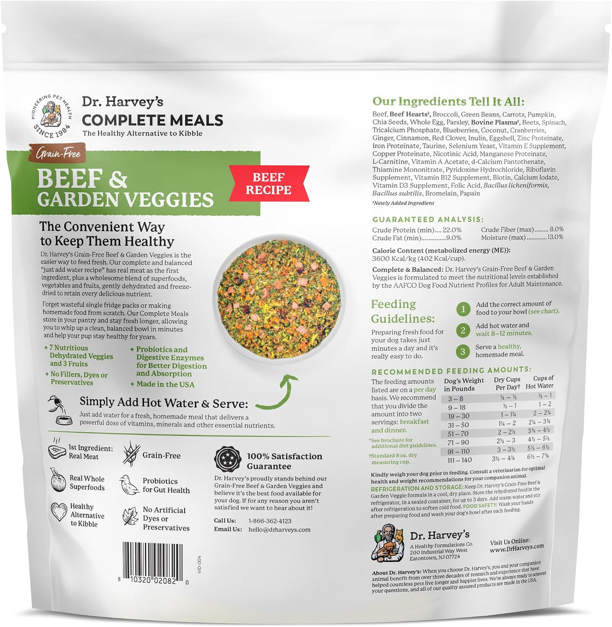 Side view of Dr. Harvey's 5 pound dog food bag