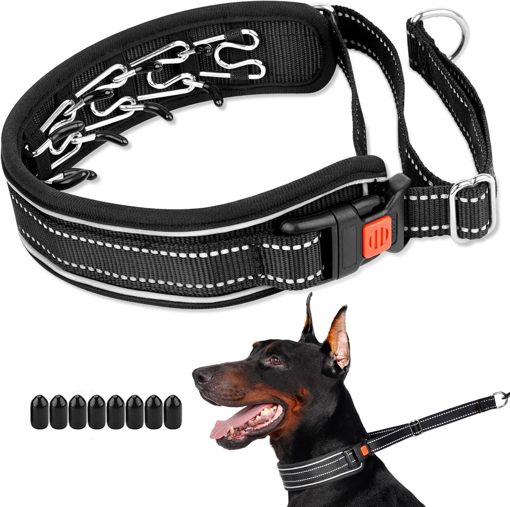 Mayerzon Martingale No Pull Dog Collar front view with reflective nylon