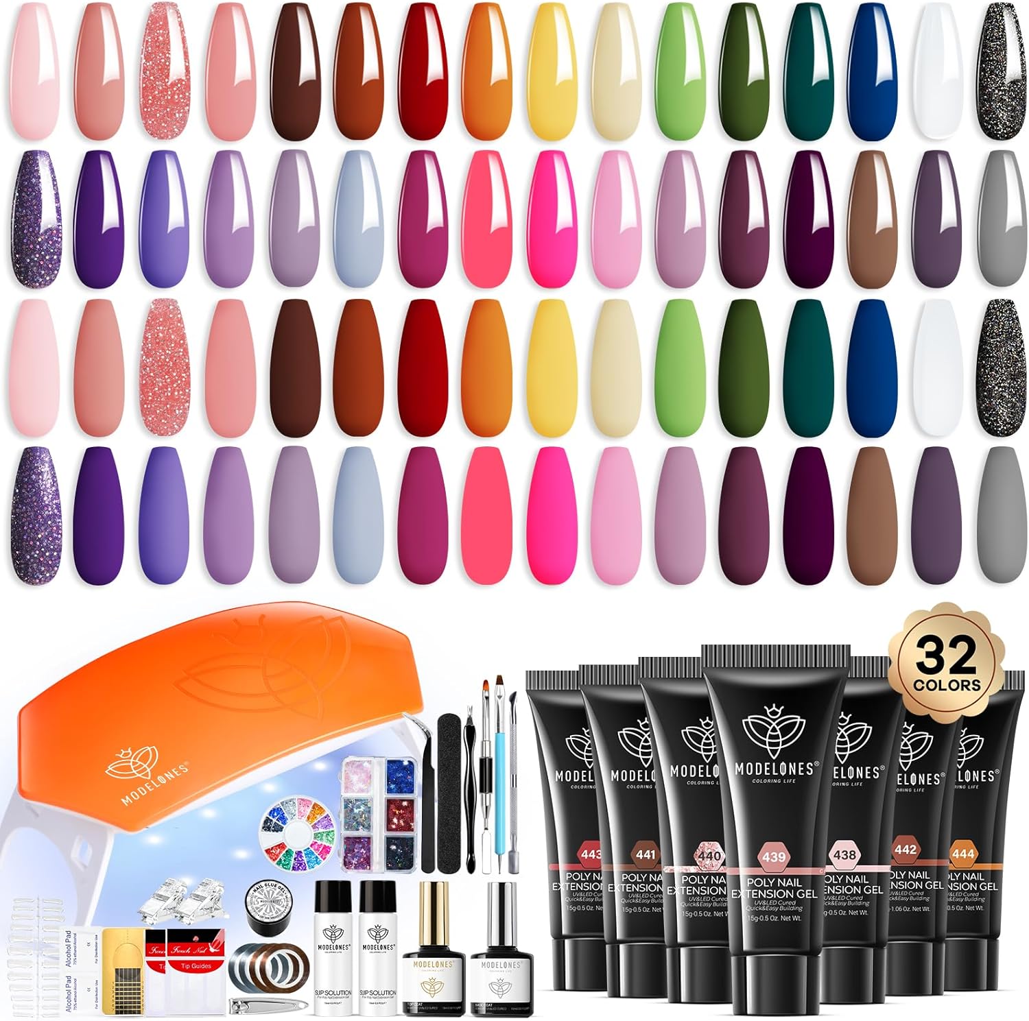 Modelones 133 piece poly extension gel nail kit front view