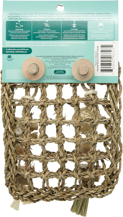 Oxbow small pet climbing wall close up showing natural wood and sisal textures