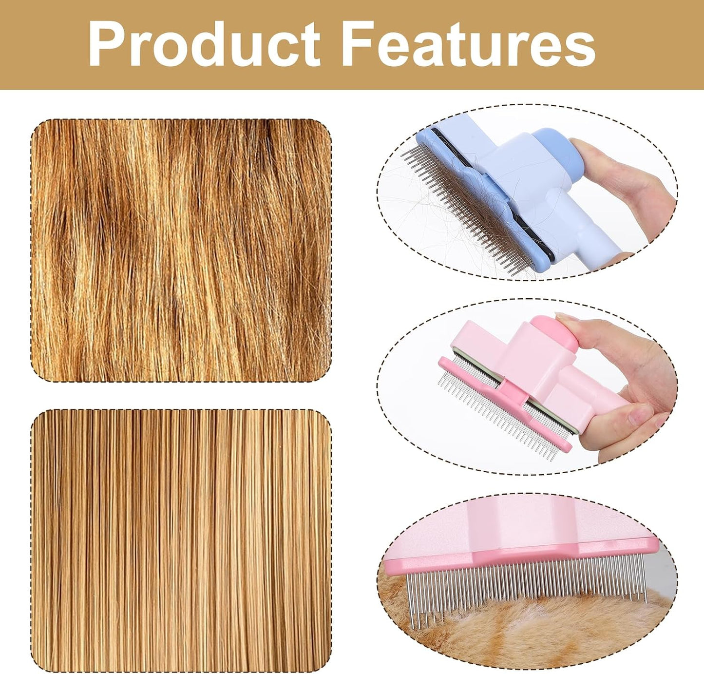 YBEATY pet hair removal tool demonstrating non slip ergonomic handle grip