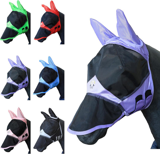 T Teke fine mesh horse fly mask with ears and nose front view