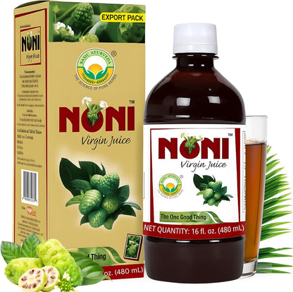 Basic Ayurveda Noni Virgin Fruit Juice front view organic health drink