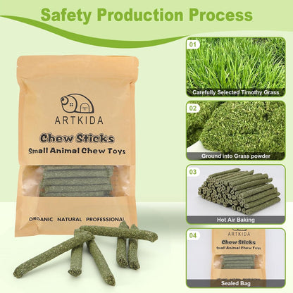 High fiber Timothy hay sticks ideal for guinea pig and chinchilla digestion.