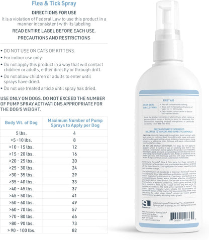 Veterinary Formula dog flea spray bottle label