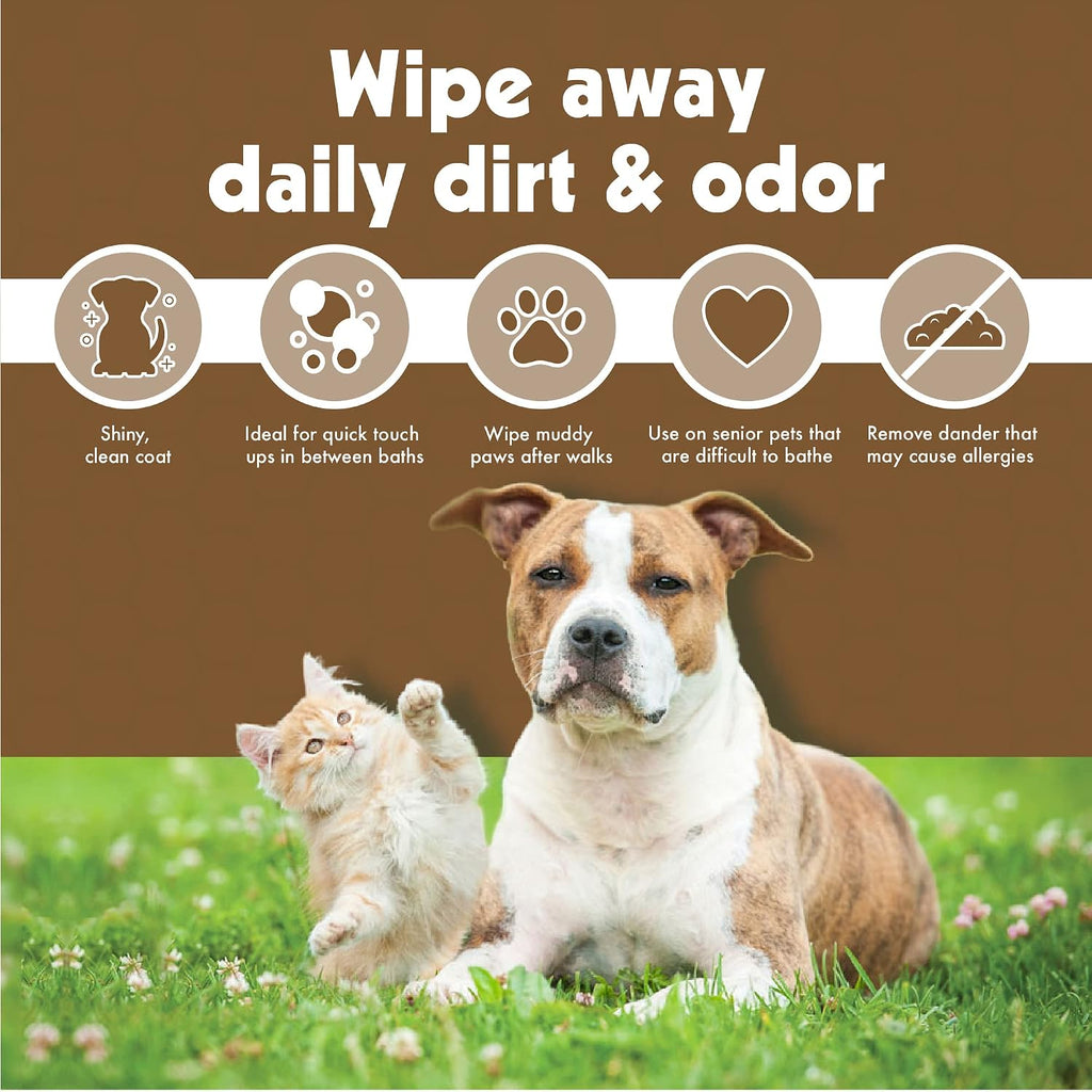 Premium USA imported Petkin oatmeal pet wipes for itchy dry skin.