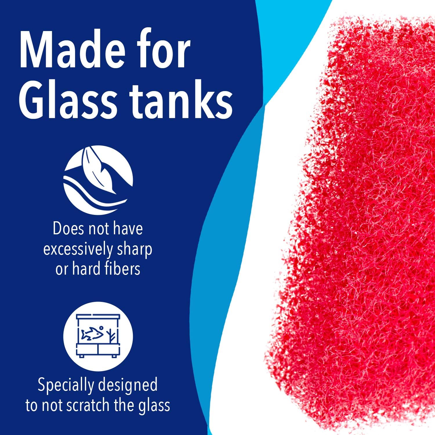 Ergonomic fish tank scrubbing pad removing algae from glass walls