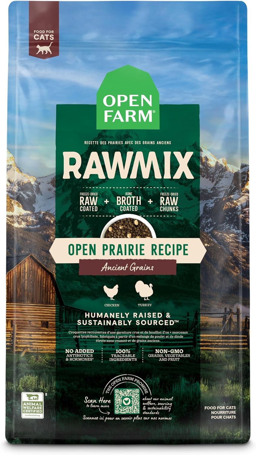 Open Farm, RawMix Dry Cat Food, Protein-Packed Kibble Coated in Bone Broth with Freeze Dried Raw Chunks, for Indoor & Outdoor Cats, Chicken & Turkey Grain-Free Recipe, 8lb Bag - Image 10