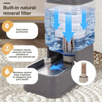 Pawzone 1.3 gallon capacity food and water dispenser tanks side profile view.