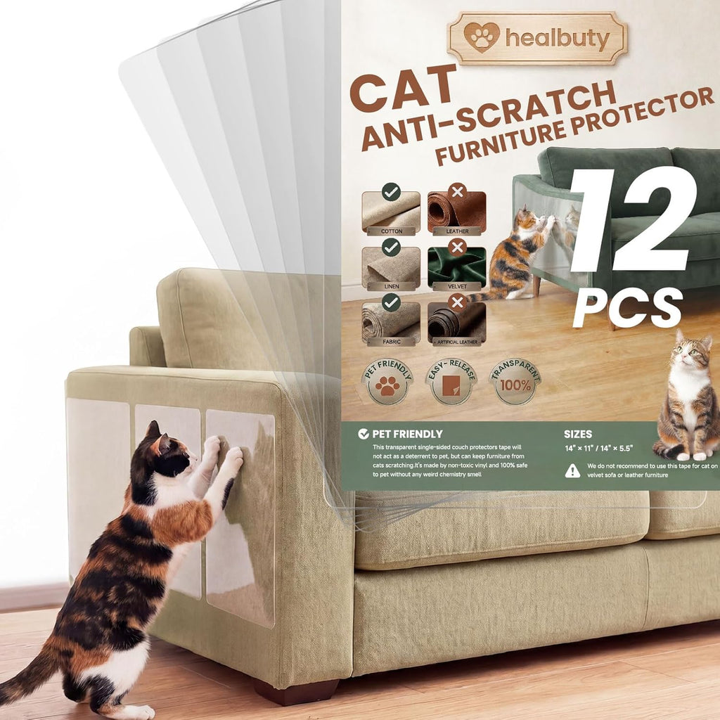 Healbuty 12 pack cat scratch furniture protector front view
