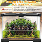 Hamiledyi reptile heating pad placed near a glass terrarium enclosure.