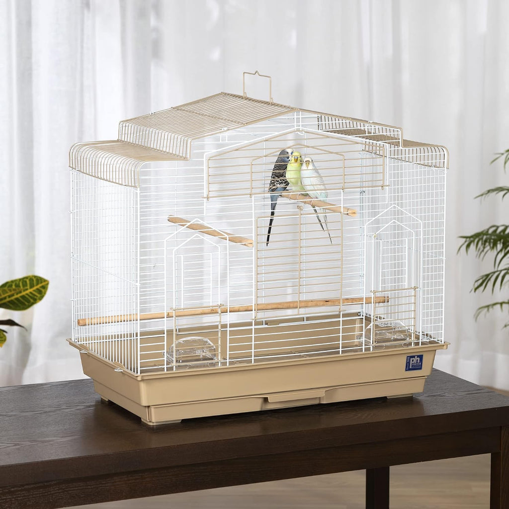 Prevue Pet Products Barn Style Bird Cage - Brown & White - Image 2