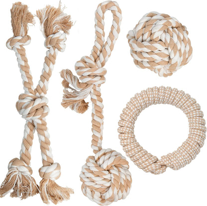 PetiFine Dog Rope Toys for Aggressive Chewers, Heavy Duty Cotton Chew Toys for Large Medium Dogs- 3 Feet 5 Knots Tough Interactive Tug of War Dog Pull Rope, Teeth Cleaning - Image 9