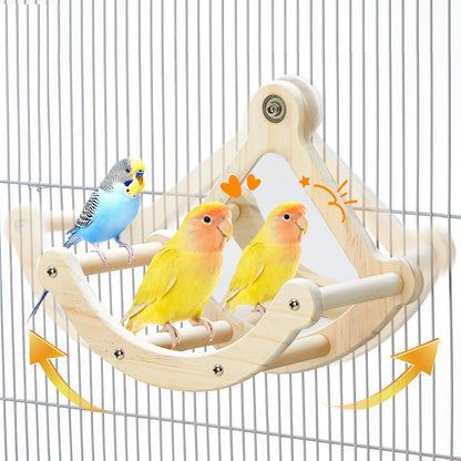 Jevnd interactive parrot exercise wheel toy installed inside a large bird cage setup
