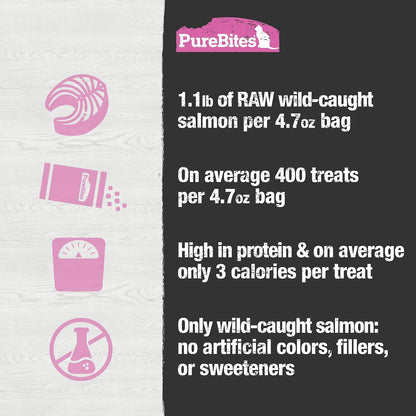 PureBites freeze dried salmon pieces texture close up