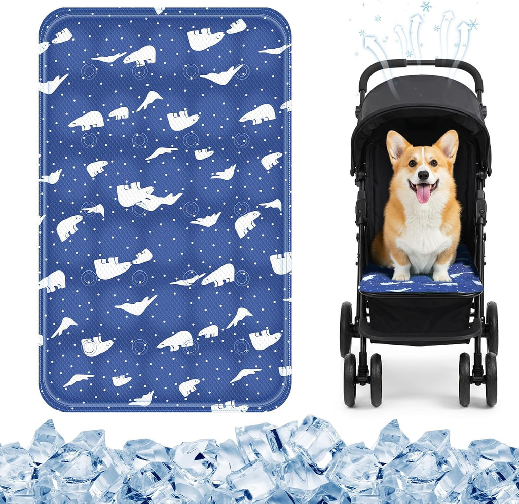 Nuanchu Dog Stroller Cooling Mat, Waterproof Gel Pet Cooling Pad for Summer, Washable Cat Sleeping Blanket, Portable Ice Gel Travel Mat for Cats, Crates, Car Seat(11.81 x 19.69 Inches,Sky Blue Bear) - Image 9