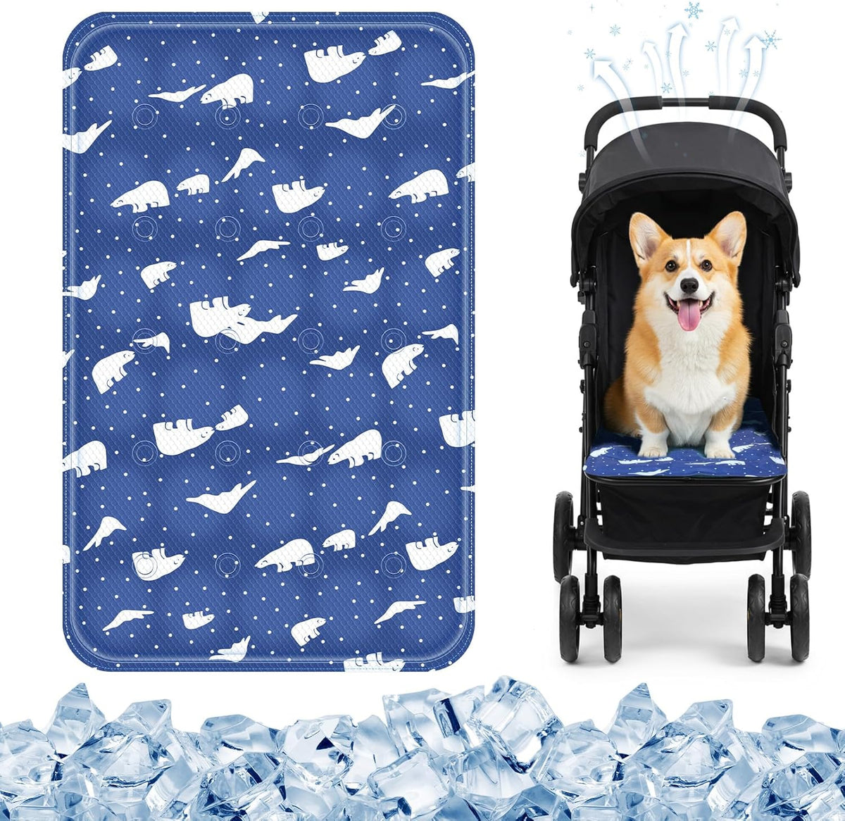 Nuanchu Dog Stroller Cooling Mat, Waterproof Gel Pet Cooling Pad for Summer, Washable Cat Sleeping Blanket, Portable Ice Gel Travel Mat for Cats, Crates, Car Seat(11.81 x 19.69 Inches,Sky Blue Bear) - Image 9