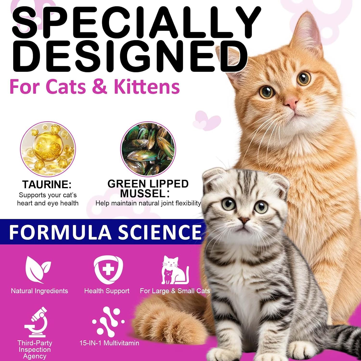 Uocasi cat multivitamin treats packaging highlighting immune and digestive support benefits.