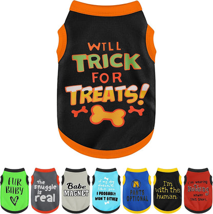 Elevate Your Pet's Seasonal Style with Playful Panache: 4-Piece Set of Dog Shirts Featuring Hilarious Printed Patterns for Airy Comfort in Summer and Fall Classic Set 1 Medium - Image 14