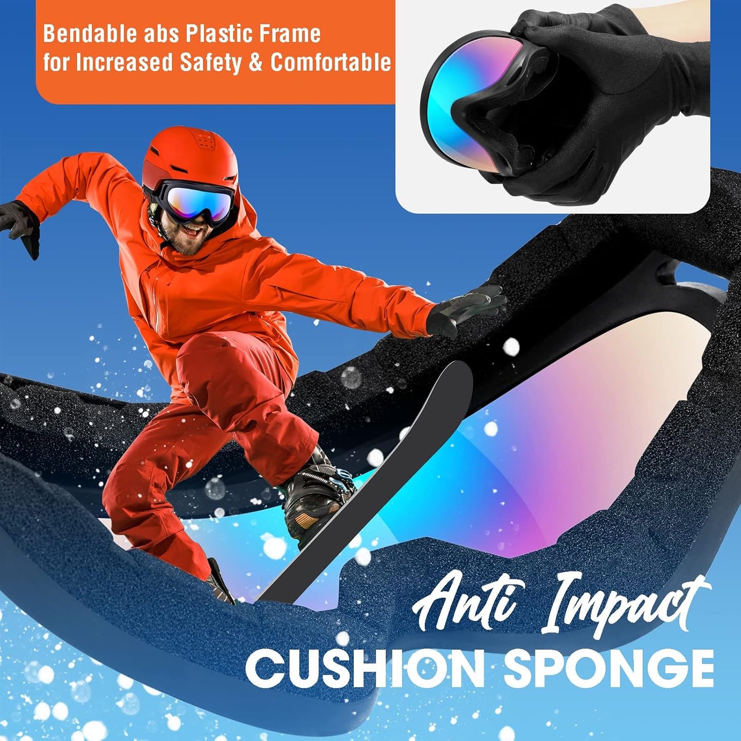 Two-way airflow ventilation system design on MAMBAOUT panoramic snow goggles.