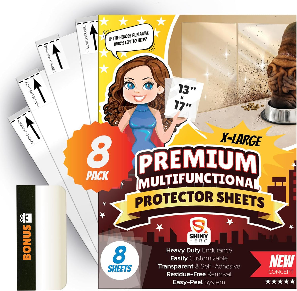 Shiny Hero 8-pack clear wall and door protector package