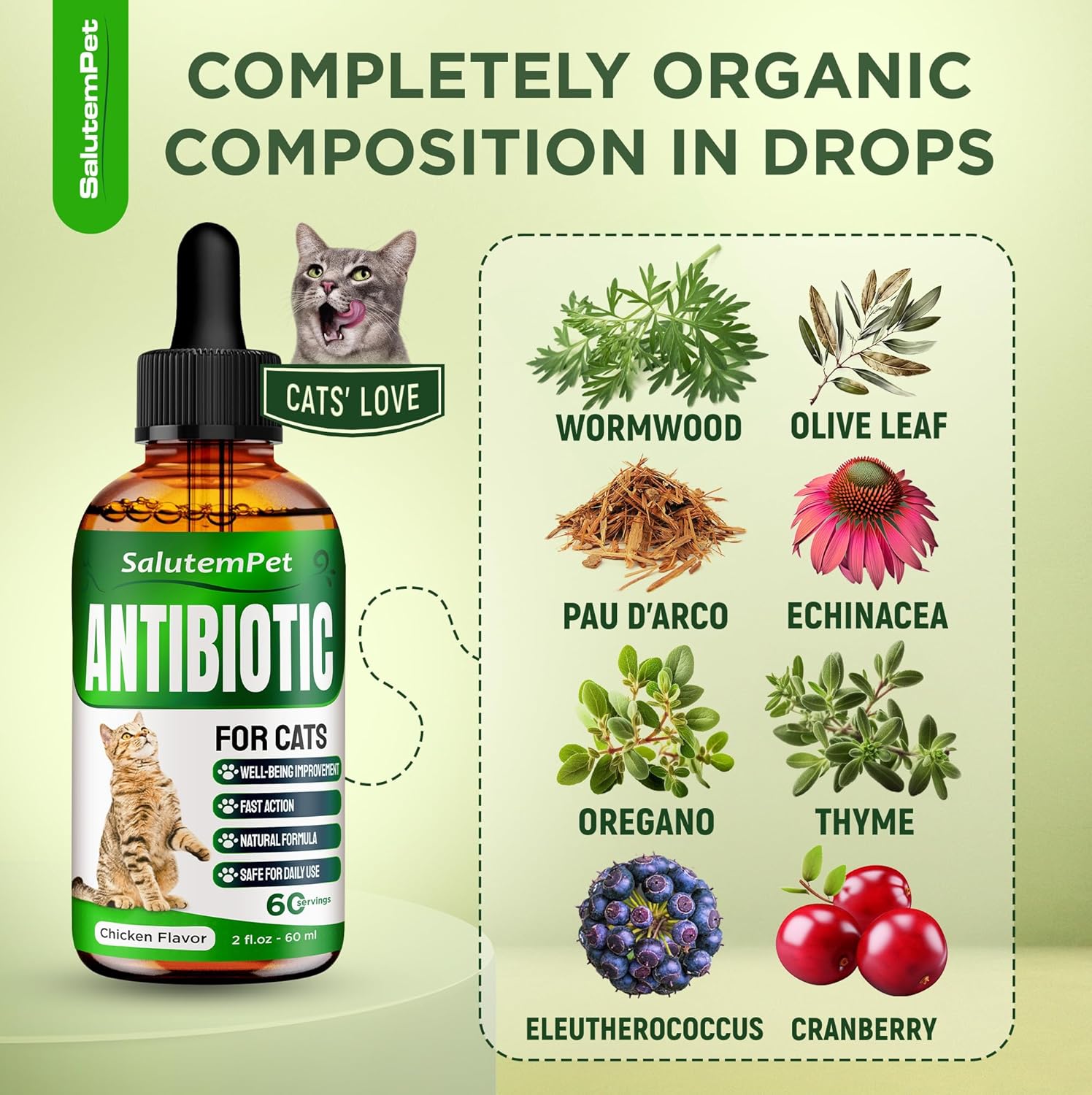 Imported USA cat respiratory and urinary tract supplement packaging details
