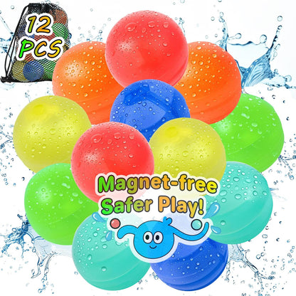 KGC Reusable Water Balloons front view showing twelve colorful silicone water bombs