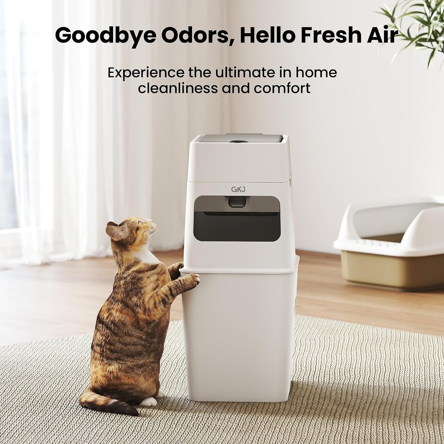GKJ Odor Barrier Litter Bags showing compatibility with automatic trash bins