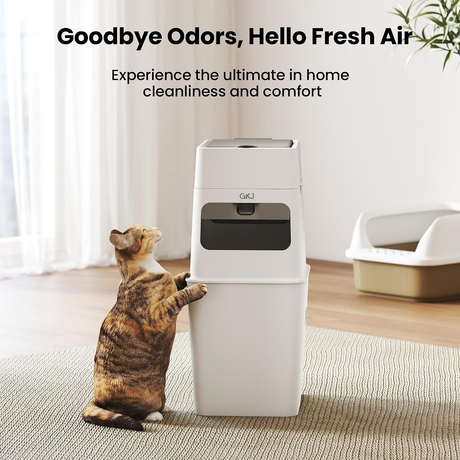 GKJ Odor Barrier Litter Bags showing compatibility with automatic trash bins