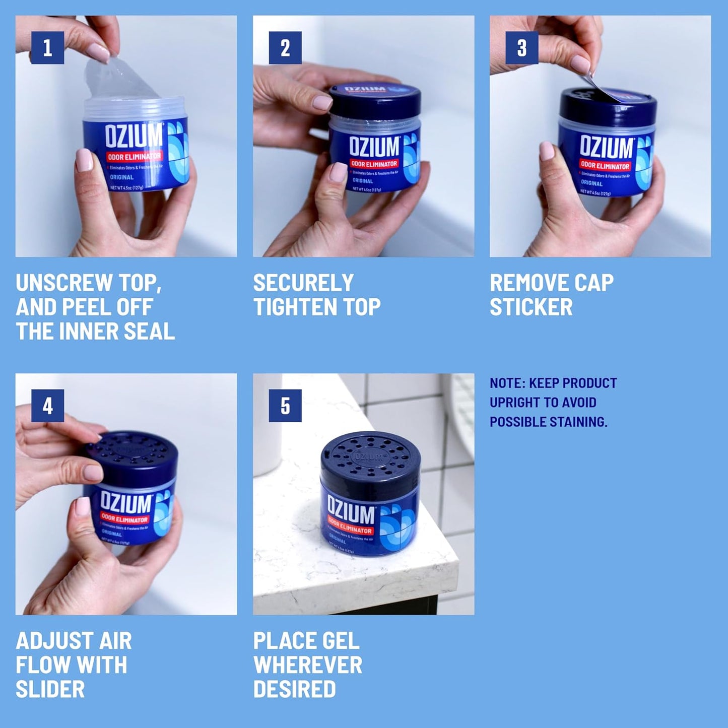 Ozium pet and musty smell eliminator gel for closets and bathrooms