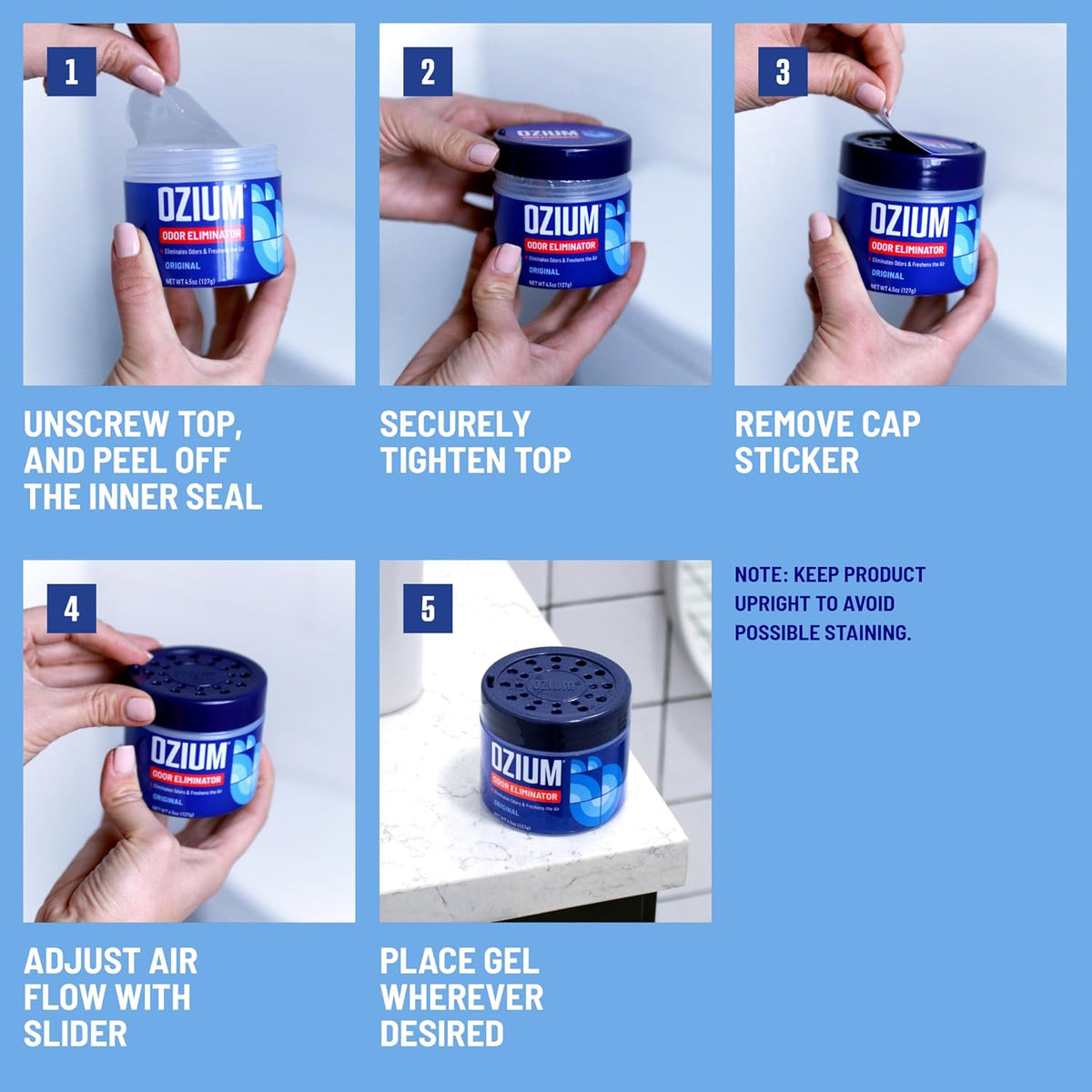 Ozium pet and musty smell eliminator gel for closets and bathrooms