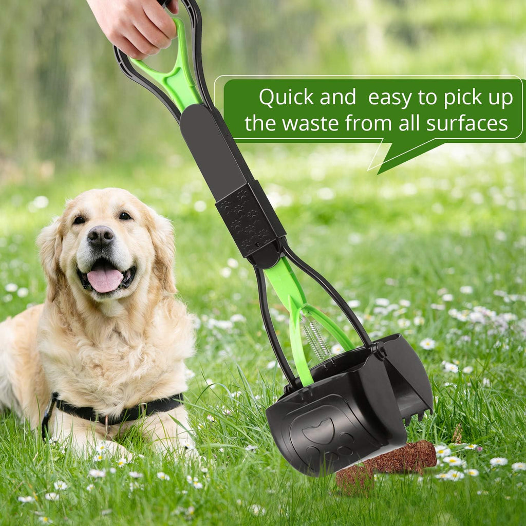 Close up view of the durable dual stainless steel springs on the premium pet scooper.
