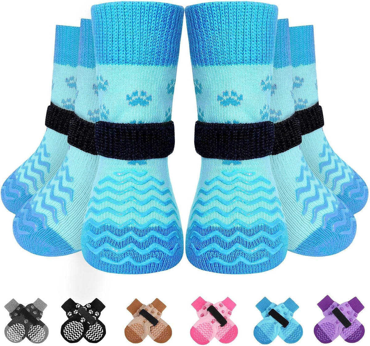 EXPAWLORER 6Pcs Anti Slip Dog Socks to Prevent Licking Paws, Dog Shoes for Hot Pavement Double Sides Dog Boots & Paw Protectors Booties for Hardwood Floors with Grip Small Medium Large Senior Dogs, S - Image 10