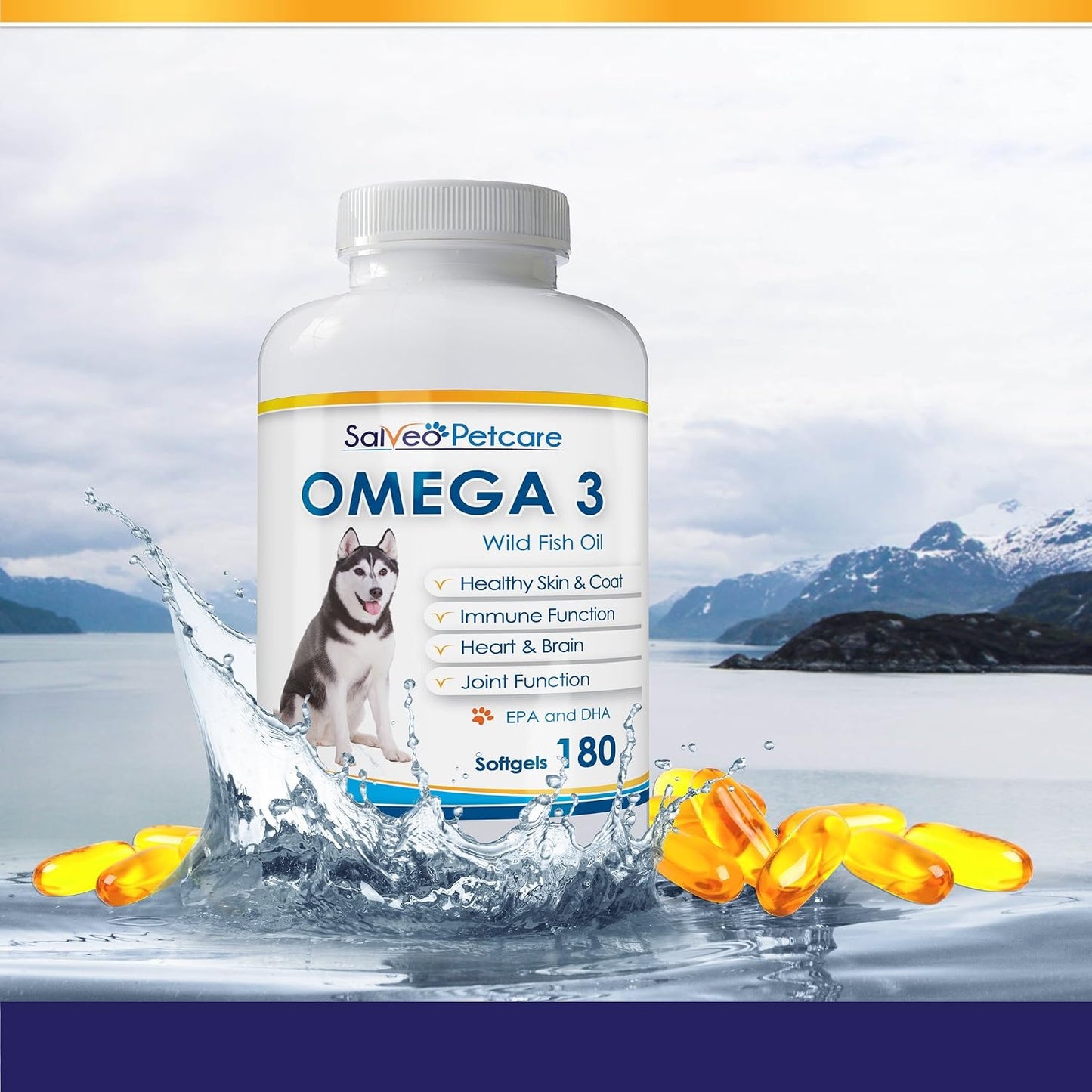 Omega 3 fatty acids capsules for medium and large dog joint health