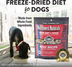 Close up of Northwest Naturals freeze dried beef raw rewards dog food nuggets showing texture.