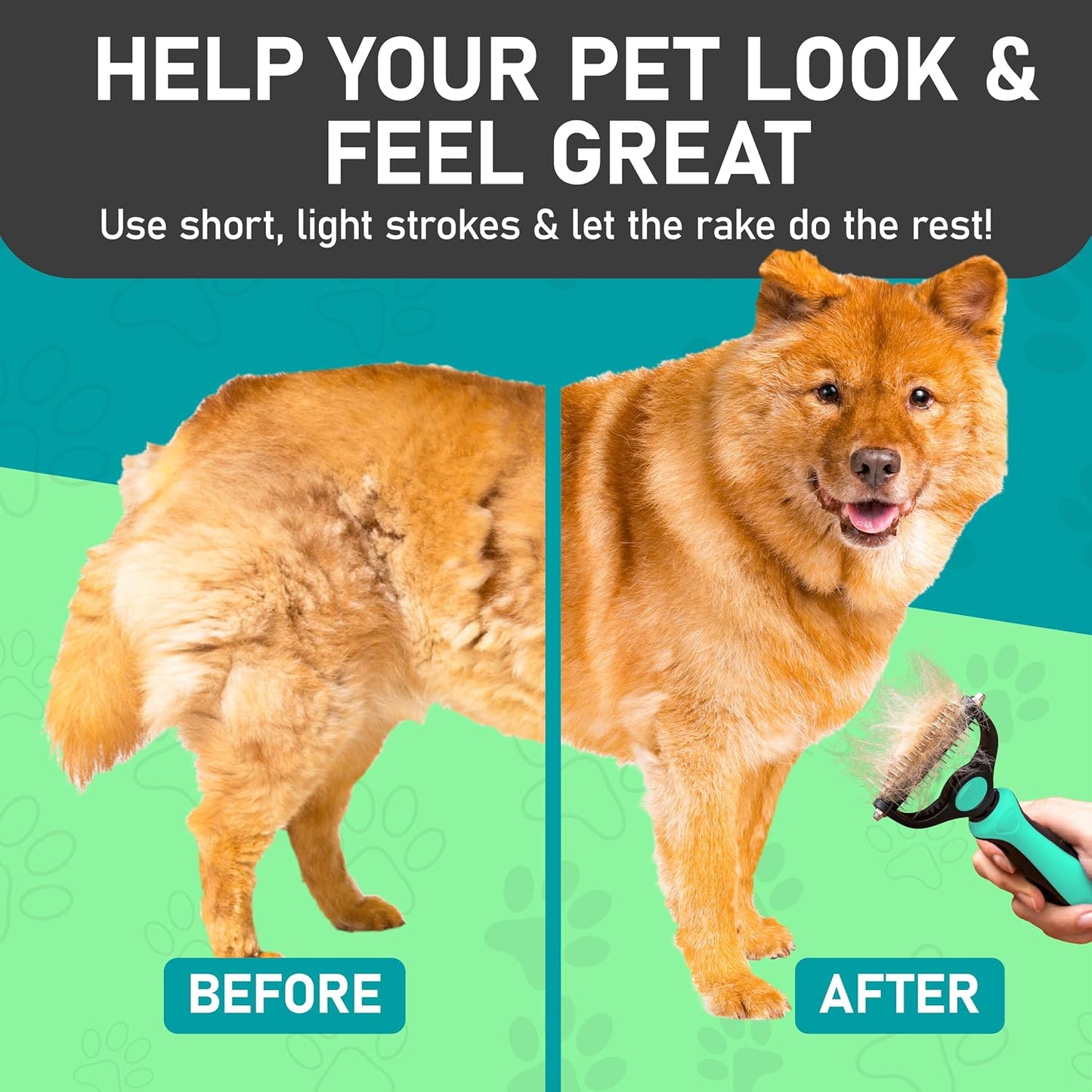 Maxpower Planet Hair Brush - Double Sided Shedding, Dematting Undercoat Rake for Dogs and Cats - Extra Wide Dog Grooming Brush, Reduce Shedding by 95%, Turquoise - Image 9