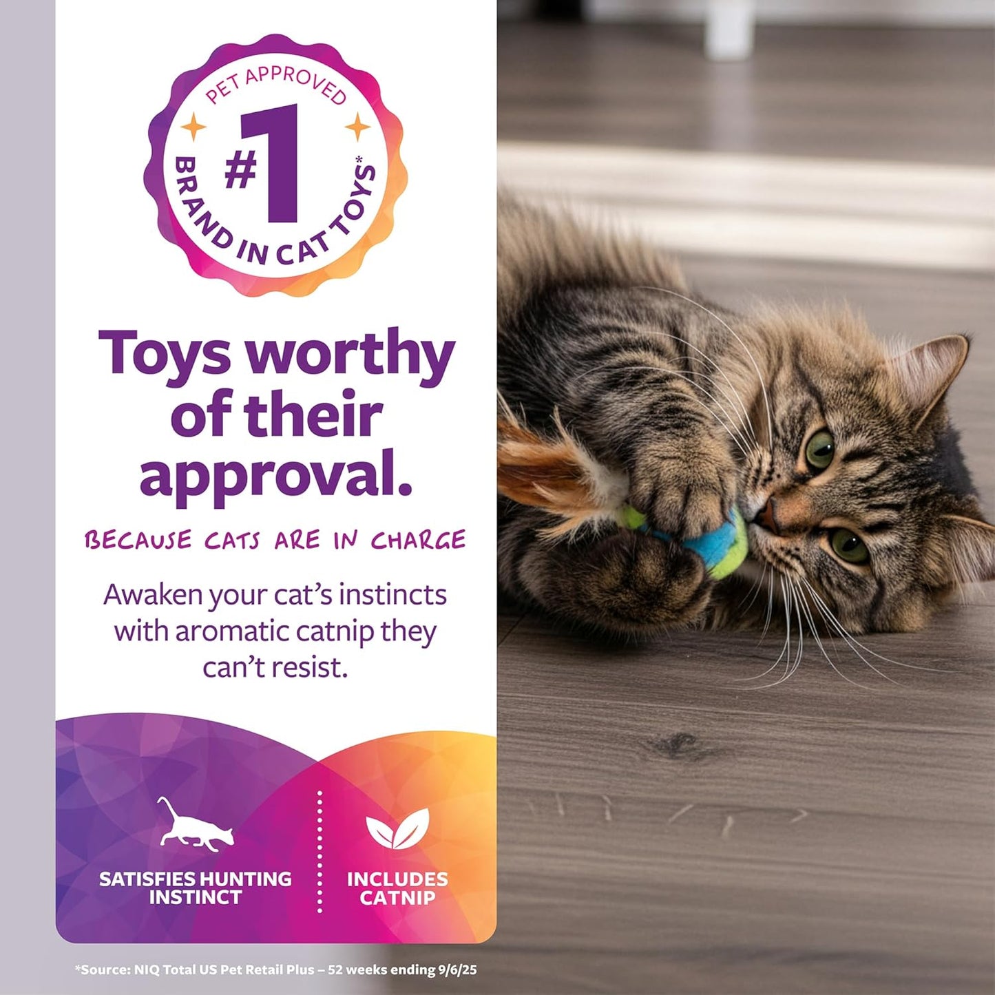 SmartyKat plush ball cat toys with colorful feathers for active kittens
