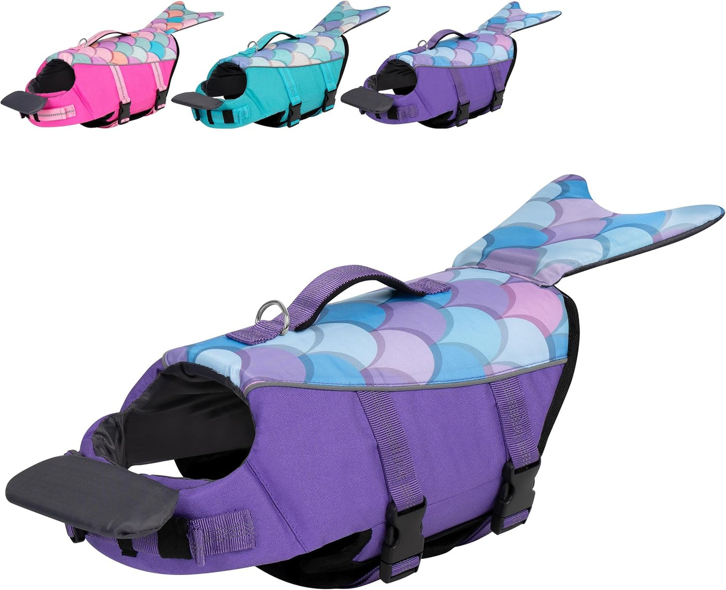 cyeollo Dog Life Jacket Mermaid Dog Safety Vest with Rescue Handle Refletive Strip Small Dogs Life Vests for Swimming Boating, Pink S - Image 12