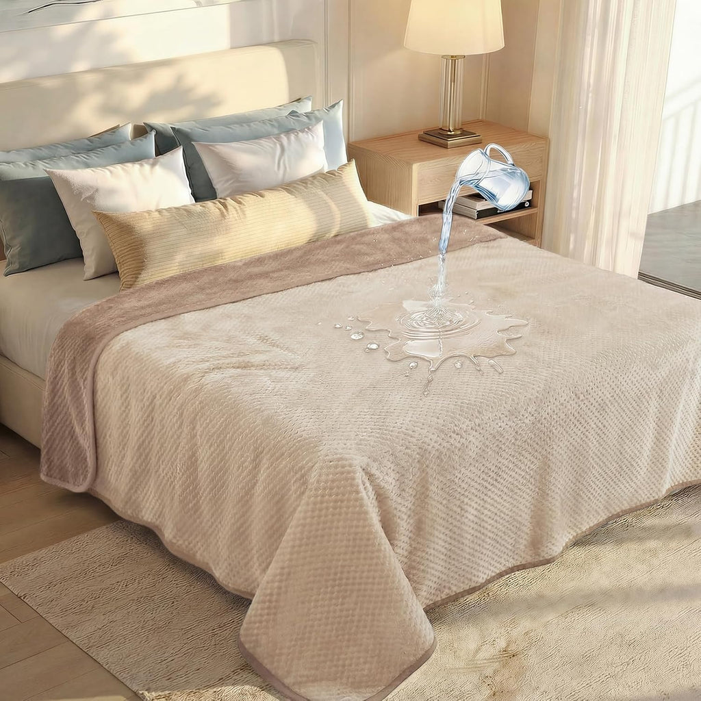 Luciphia Waterproof Blanket for Large Dog Ultra-Soft & Calming Pet Throw Reversible Warm Fleece Durable Furniture Crate Couch Bed Cover Protector Machine Washable Leakproof Beige L (65''x57'') - Image 15