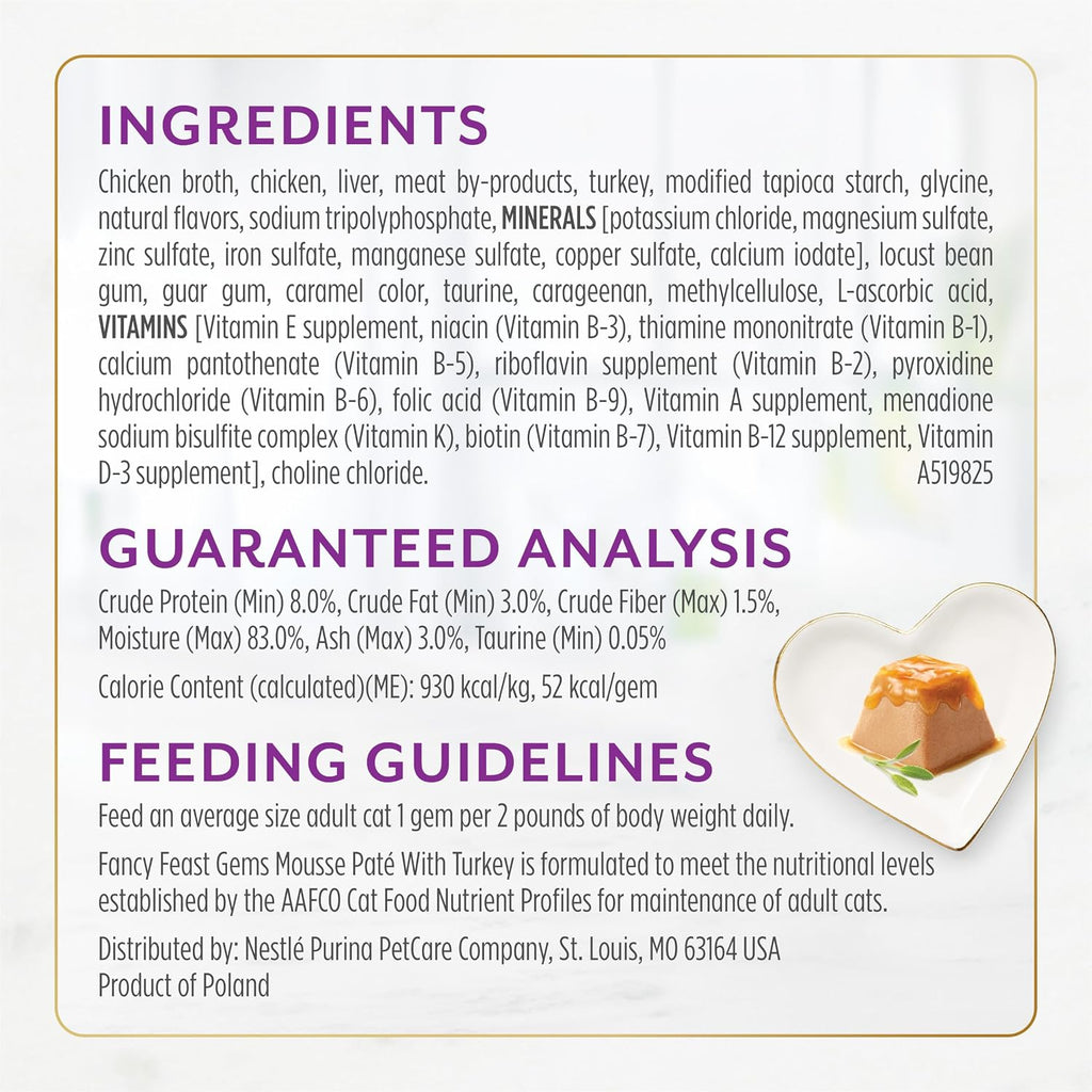 Purina Fancy Feast Gems Pate Mousse Wet Cat Food in Gravy with Turkey - 4 oz. (Pack of 8) - Image 6