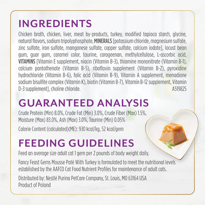 Purina Fancy Feast Gems Pate Mousse Wet Cat Food in Gravy with Turkey - 4 oz. (Pack of 8) - Image 6